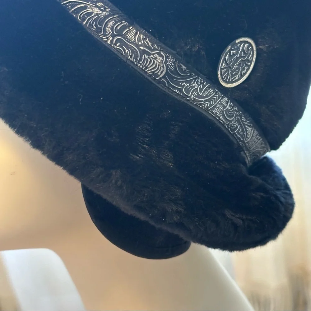 Vintage Tyrolean faux fur hat black size L Cabincore‎ - Picture 5 of 7